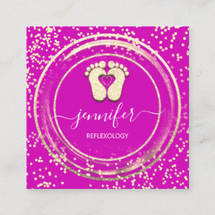 Cartão De Visita Quadrado Logotipo QR Reflexologia Foot Massagem Pino Pinta