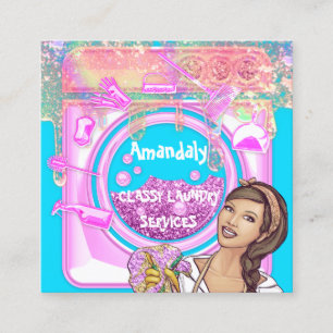 Cartão De Visita Quadrado Logotipo QRCode dos Serviços de Limpeza de Lavagem