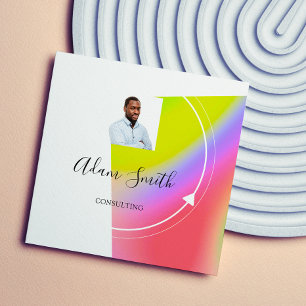 Cartão De Visita Quadrado Logotipo QRCode Personalizado Serviços de consulto