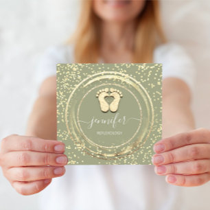 Cartão De Visita Quadrado Logotipo QRCode Reflexologia Foot Massage Feet Con