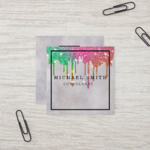Cartão De Visita Quadrado Logotipo Quadrado de Código QR Minimalista Moderno