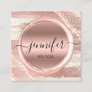 Cartão De Visita Quadrado Logotipo RoseFramed para artista de maquiagem prof