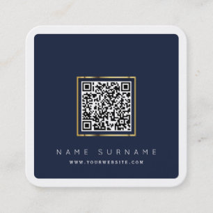 Cartão De Visita Quadrado Logotipo simples de varredura de rede de código Q