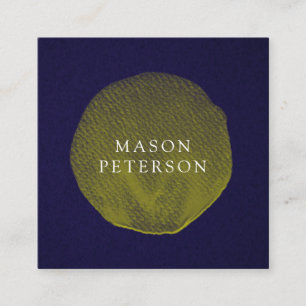 Cartão De Visita Quadrado Logotipo Simples do Círculo de Pincel Amarelo Eleg