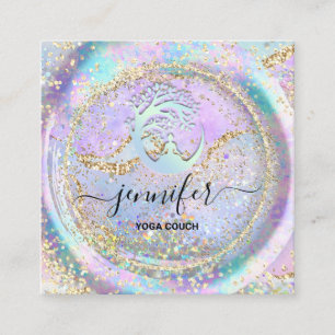 Cartão De Visita Quadrado Logotipo Terapêutico do Soquete Yoga Código QR Hol