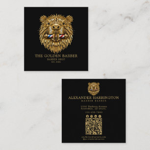 Cartão De Visita Quadrado Loja de Cabeleireiro Profissional Código Qr Golden