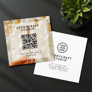 Cartão De Visita Quadrado Loja Online Moderno Código QR Sobreposição de Foto