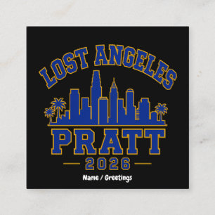 Cartão De Visita Quadrado Lost Angeles Pratt 2026 Silhueta Varsity Retro Azu