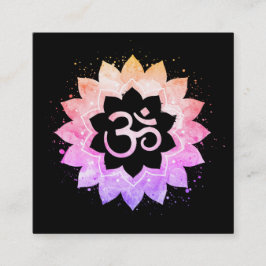 Cartão De Visita Quadrado ~* Lotus Flower Mandala Om Aum. Símbolo
