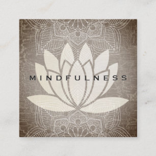 Cartão De Visita Quadrado Lotus Flower Mandala - Padrão Textura Marcada