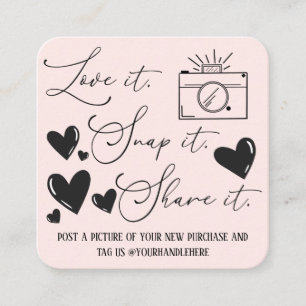 Cartão De Visita Quadrado Love Snap Share Camera Hearts Script Etsy Business