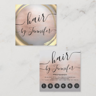 Cartão De Visita Quadrado Loyality 6 Punhos Lash Hair Makeup Dourado Rosa