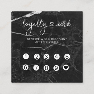 Cartão De Visita Quadrado Loyalty 10 Unhas Lashes Marble