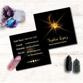 Cartão De Visita Quadrado Lua Celestial Dourada Mínima