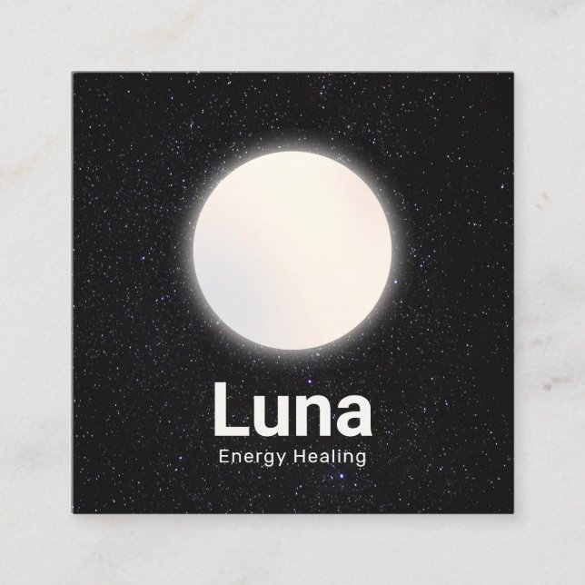 Cartão De Visita Quadrado Lua cheia e estrelas Universo celestial (Frente)