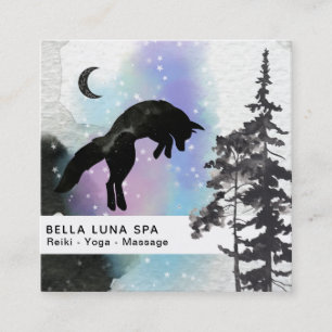 Cartão De Visita Quadrado Lua cósmica do *~* que salta o Shaman do arco-ír
