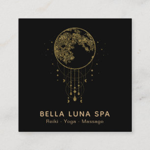 Cartão De Visita Quadrado ~ Lua Dourada do Cosmos Shaman