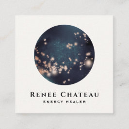 Cartão De Visita Quadrado Lua e Estrelas Célestiais legal