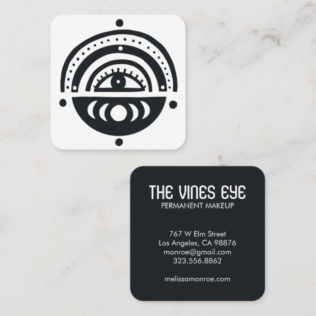 Cartão De Visita Quadrado Luas Olhais Místicas Arco-Íris Magnético Boho (Frente/Verso)