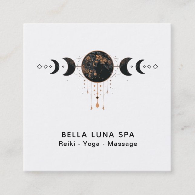 Cartão De Visita Quadrado *~* Luas Shaman do Universo Lunar Cósmico (Frente)