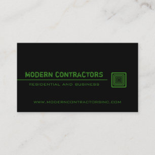 Cartão de visita quadrado lustroso, preto e verde