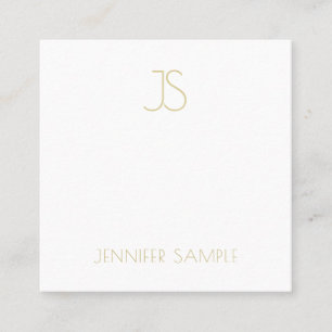 Cartão De Visita Quadrado Luxe liso simples moderno Monogrammed Dourado na