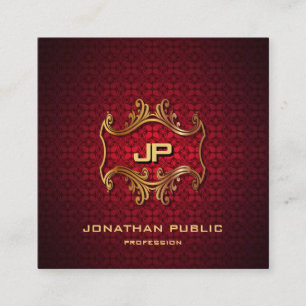 Cartão De Visita Quadrado Luxo de monograma Dourado Elegante moderno