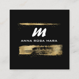 Cartão De Visita Quadrado *~* Luxo Dourado preto QR AP65 Brilhante Dourada