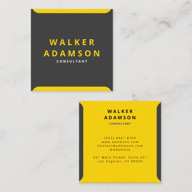 Cartão De Visita Quadrado Luxo Elegante moderno Dourado e negro (Frente/Verso)