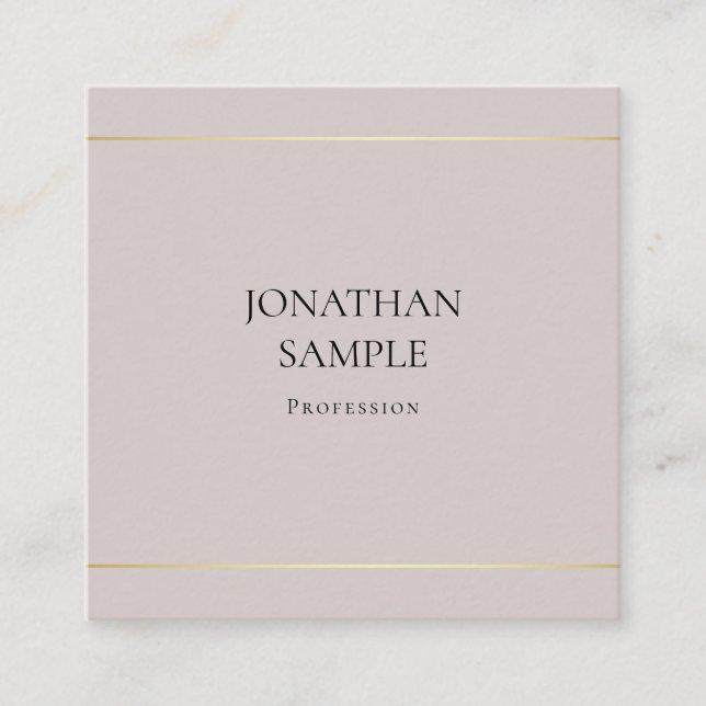 Cartão De Visita Quadrado Lúxo fino de Design limpa moderno (Frente)