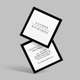 Cartão De Visita Quadrado Luxo profissional simples preto e branco