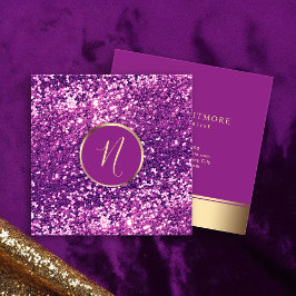 Cartão De Visita Quadrado Luxúria Real Dourada e Lente Rosa Elegante