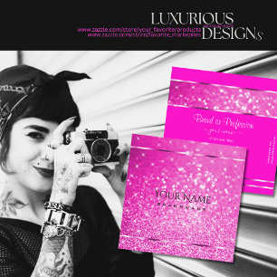 Cartão De Visita Quadrado Luxúria Rosa Brilhante Estrelas Luminosas Glamoro