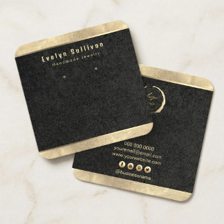 Cartão De Visita Quadrado Luxury Gold & Black Jewelry Display Card – Minimal
