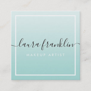 Cartão De Visita Quadrado LUXURY SCRIPT nome elegante ombre pálido hortelã p