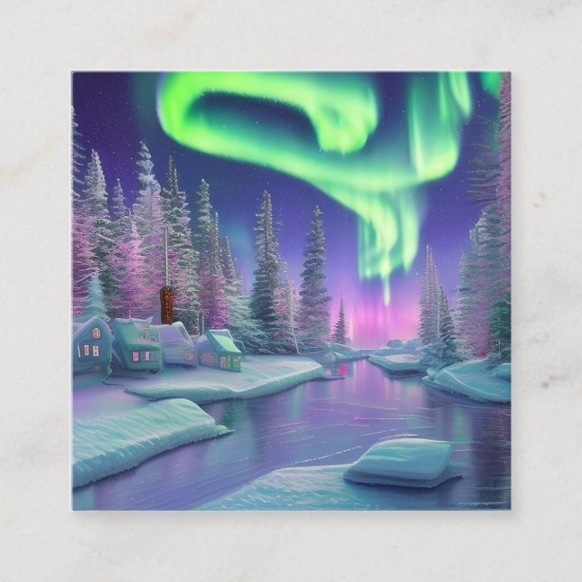 Cartão De Visita Quadrado Luzes do norte (Frente)