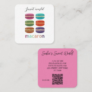 Cartão De Visita Quadrado Macarons Coloridos Sweets Qr Code Modern Square Sq