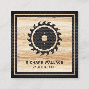 Cartão De Visita Quadrado Madeira Cinza - Circular Preta - Vi Carpinteiro Ha