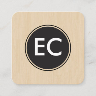 Cartão De Visita Quadrado Madeira do monograma