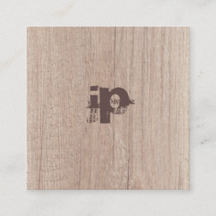 Cartão De Visita Quadrado Madeira parece texto desolado Monograma elegante l
