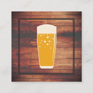 Cartão De Visita Quadrado Madeira Rústica Cervejaria
