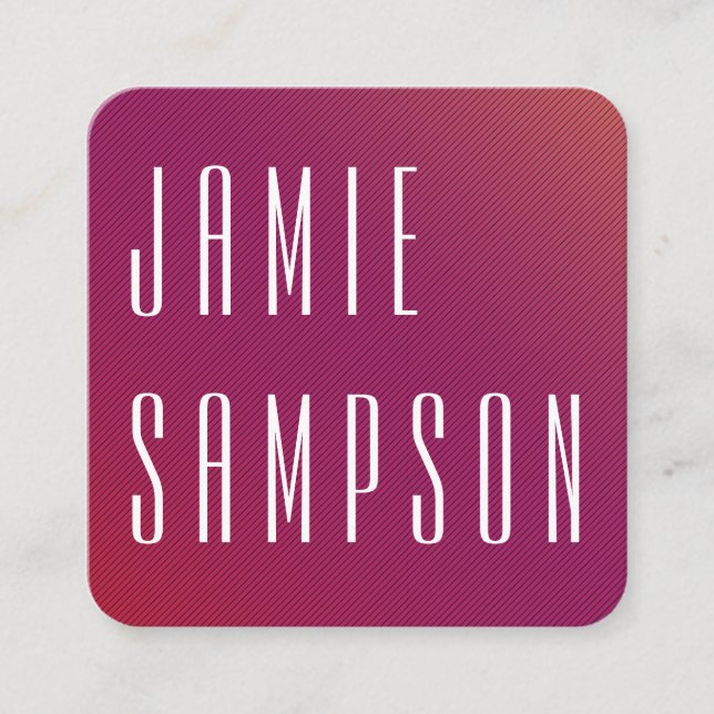 Cartão De Visita Quadrado Magenta Chic Minimalista (Frente)