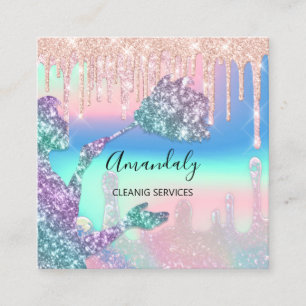 Cartão De Visita Quadrado Maid House Clearing Services Logo Drives Ombre