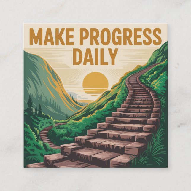 Cartão De Visita Quadrado Make Progress Daily (Frente)