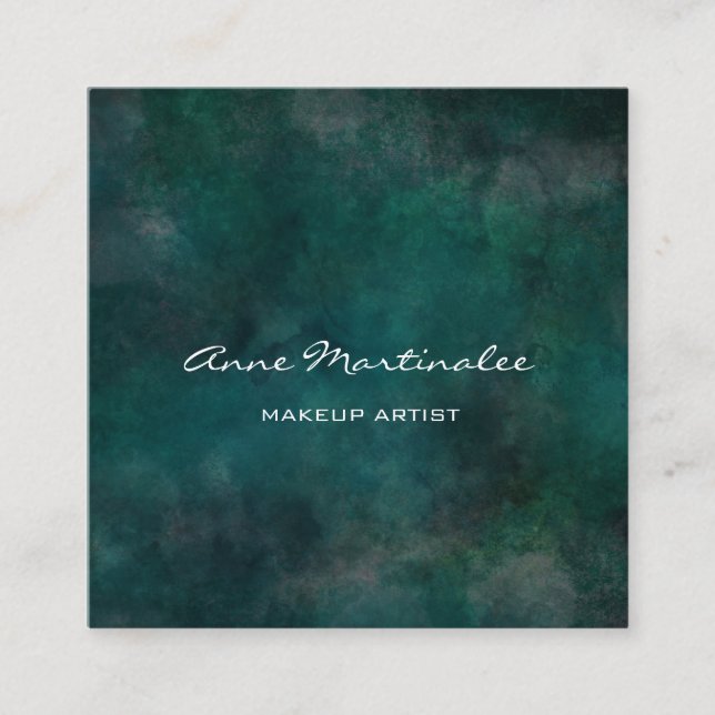 Cartão De Visita Quadrado Makeup Artist Abstrato Blue Green (Frente)