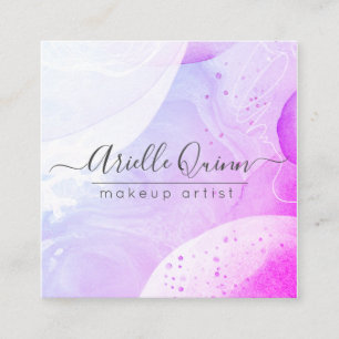 Cartão De Visita Quadrado Makeup Artist Abstrato Watercolor Shapes