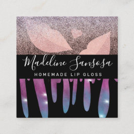 Cartão De Visita Quadrado Makeup Artist Beauty Lip Glitter Drivers