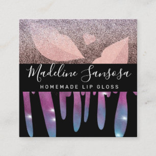 Cartão De Visita Quadrado Makeup Artist Beauty Lip Glitter Drivers