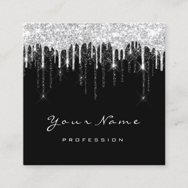 Cartão De Visita Quadrado Makeup Artist Event Planner Cinzas Black Drives (Frente)