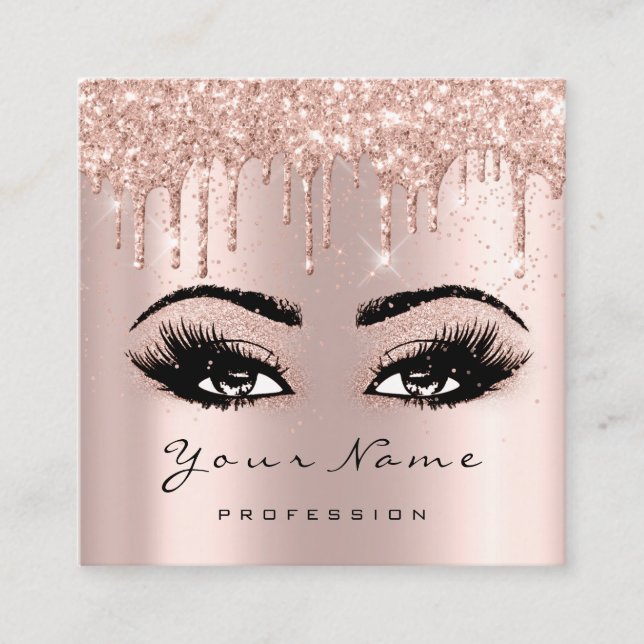 Cartão De Visita Quadrado Makeup Artist Event Planner Glitter Eyelash Square (Frente)